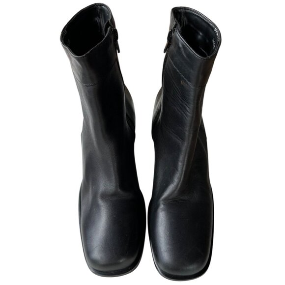 Women's Mid-Heel Leather Boots w/Side Zipper Size 9M (Brand Unknown) - Picture 1 of 13